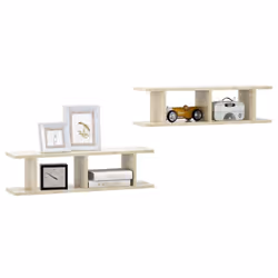 vidaXL 2x Wall Shelves Sonoma Oak Engineered Wood Wall-Mounted Hanging Shelf