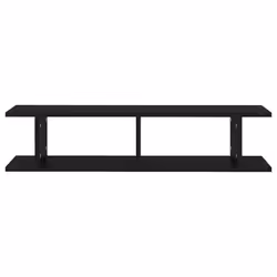 vidaXL 2x Wall Shelf Black Engineered Wood Wall-Mounted Hanging Floating Shelf - Additional view 5