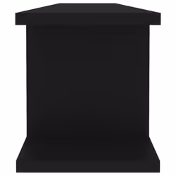 vidaXL 2x Wall Shelf Black Engineered Wood Wall-Mounted Hanging Floating Shelf - Additional view 6