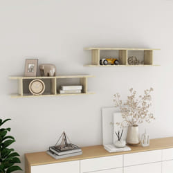 vidaXL 2x Wall Shelf Sonoma Oak Engineered Wood Indoor Hanging Wall Shelf