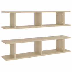 vidaXL 2x Wall Shelf Sonoma Oak Engineered Wood Indoor Hanging Wall Shelf