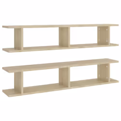 vidaXL 2x Wall Shelf Sonoma Oak Engineered Wood Indoor Hanging Wall Shelf