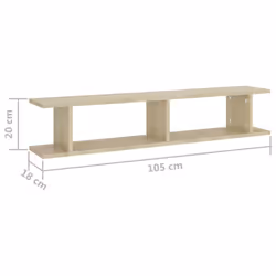 vidaXL 2x Wall Shelf Sonoma Oak Engineered Wood Indoor Hanging Wall Shelf - Additional view 4