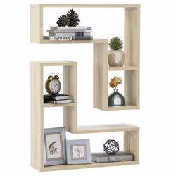 vidaXL 2x Wall Shelf Sonoma Oak Engineered Wood Wall-Mounted Hanging Shelf Set