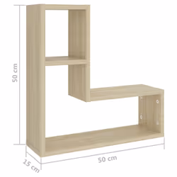 vidaXL 2x Wall Shelf Sonoma Oak Engineered Wood Wall-Mounted Hanging Shelf Set - Additional view 7