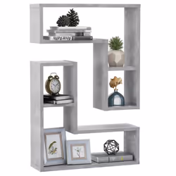 vidaXL 2x Wall Shelf Concrete Grey Engineered Wood Wall-Mounted Hanging Shelf