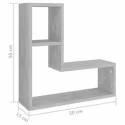 vidaXL 2x Wall Shelf Concrete Grey Engineered Wood Wall-Mounted Hanging Shelf - Additional view 6
