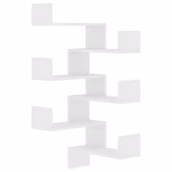vidaXL 2x Wall Corner Shelf White Engineered Wood Wall-Mounted Hanging Shelf