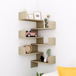 vidaXL 2x Wall Corner Shelf Sonoma Oak Engineered Wood Home Hanging Shelf Unit