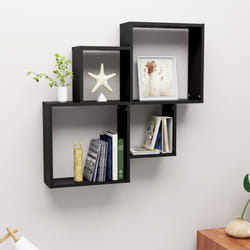 vidaXL Wall Cube Shelf Black Engineered Wood Indoor Floating Hanging Shelf