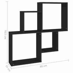 vidaXL Wall Cube Shelf Black Engineered Wood Indoor Floating Hanging Shelf - Additional view 4