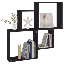 vidaXL Wall Cube Shelf Black Engineered Wood Indoor Floating Hanging Shelf - Additional view 5