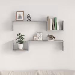 vidaXL 2x Wall Shelf Concrete Grey Engineered Wood Wall-Mounted Hanging Shelf