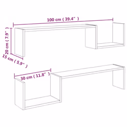 vidaXL 2x Wall Shelf Concrete Grey Engineered Wood Wall-Mounted Hanging Shelf - Additional view 8