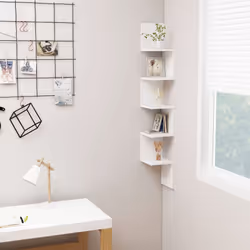 vidaXL Wall Corner Shelf White Engineered Wood Indoor Hanging Wall Rack Shelf