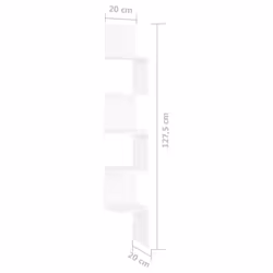 vidaXL Wall Corner Shelf White Engineered Wood Indoor Hanging Wall Rack Shelf - Additional view 4