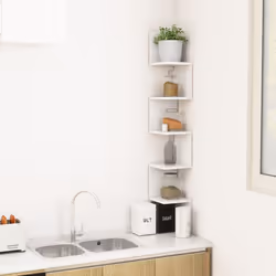vidaXL Wall Corner Shelf White Engineered Wood Indoor Hanging Wall Rack Shelf - Additional view 6