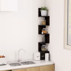 vidaXL Wall Corner Shelf Black Engineered Wood Indoor Hanging Wall Rack Shelf - Additional view 6