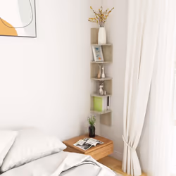 vidaXL Wall Corner Shelf Sonoma Oak Engineered Wood Indoor Wall Rack Shelf - Additional view 5