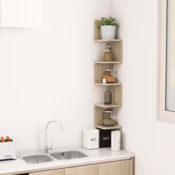 vidaXL Wall Corner Shelf Sonoma Oak Engineered Wood Indoor Wall Rack Shelf - Additional view 6