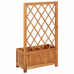 vidaXL Solid Acacia Wood Garden Raised Bed with Trellis Planter Flower Bed