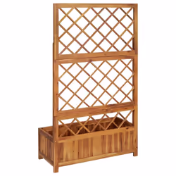 vidaXL Solid Acacia Wood Raised Bed with Trellis Outdoor Planter Flower Bed