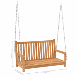 vidaXL Solid Teak Wood Swing Bench Outdoor Terrace Wooden Swing Seat Chair