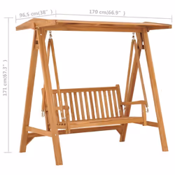 vidaXL Solid Teak Wood Swing Bench Outdoor Garden Porch Swing Seating Chair - Additional view 8