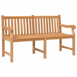 vidaXL Solid Teak Wood Garden Bench 150 cm Outdoor Terrace Patio Seating Chair
