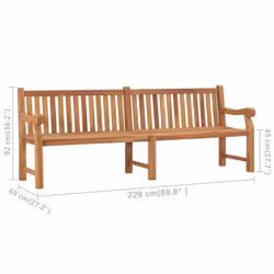 vidaXL Solid Teak Wood Garden Bench Outdoor Terrance Wooden Seating Bench - Additional view 6