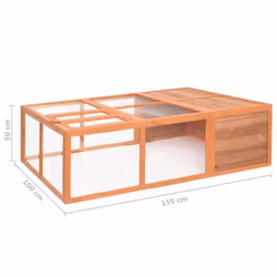 vidaxXL Solid Firwood Garden Animal Cage 150x100x50 cm Outdoor Rabbit Cage - Additional view 6