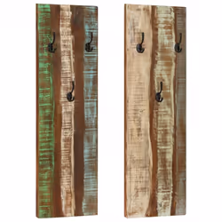 vidaXL 2x Wall-mounted Coat Racks Solid Reclaimed Wood Wooden Wall Peg Board
