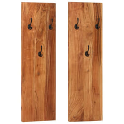 vidaXL 2x Solid Wood Acacia Wall-mounted Coat Racks Wooden Wall Peg Board