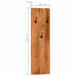 vidaXL 2x Solid Wood Acacia Wall-mounted Coat Racks Wooden Wall Peg Board - Additional view 7