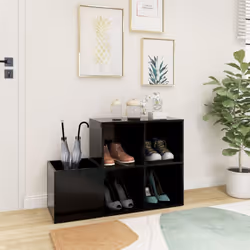 vidaXL Hall Shoe Cabinet Black Engineered Wood Home Shoe Storage Organiser - Additional view 3