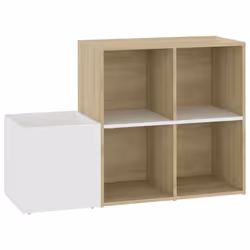 vidaXL Hall Shoe Cabinet White and Sonoma Oak Engineered Wood Shoe Organiser