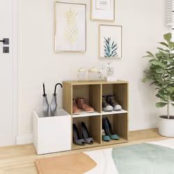 vidaXL Hall Shoe Cabinet White and Sonoma Oak Engineered Wood Shoe Organiser