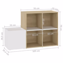 vidaXL Hall Shoe Cabinet White and Sonoma Oak Engineered Wood Shoe Organiser - Additional view 7