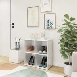 vidaXL Hall Shoe Cabinet High Gloss White Engineered Wood Storage Organiser