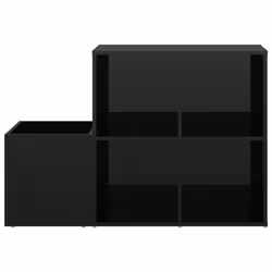 vidaXL Hall Shoe Cabinet High Gloss Black Engineered Wood Storage Organiser - Additional view 5