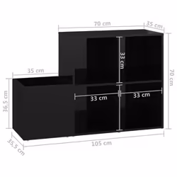 vidaXL Hall Shoe Cabinet High Gloss Black Engineered Wood Storage Organiser - Additional view 8