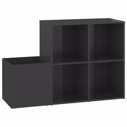vidaXL Hall Shoe Cabinet High Gloss Grey Engineered Wood Storage Organiser