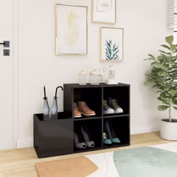 vidaXL Hall Shoe Cabinet High Gloss Grey Engineered Wood Storage Organiser