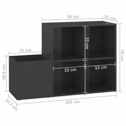 vidaXL Hall Shoe Cabinet High Gloss Grey Engineered Wood Storage Organiser - Additional view 8