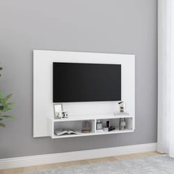 vidaXL Wall TV Cabinet White Chipboard Wall Side Plasma Hifi Stereo Cabinet