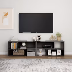 vidaXL TV Cabinet High Gloss Grey Engineered Wood Sideboard Plasma Cabinet