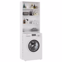 vidaXL Washing Machine Cabinet White Indoor Bathroom Cupboard Storage Rack - Additional view 5