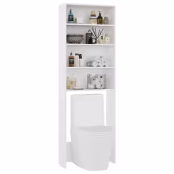vidaXL Washing Machine Cabinet White Indoor Bathroom Cupboard Storage Rack - Additional view 6