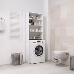 vidaXL Washing Machine Cabinet White Indoor Bathroom Cupboard Storage Rack - Additional view 7