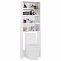 vidaXL Washing Machine Cabinet High Gloss White Bathroom Cupboard Storage Rack - Additional view 6